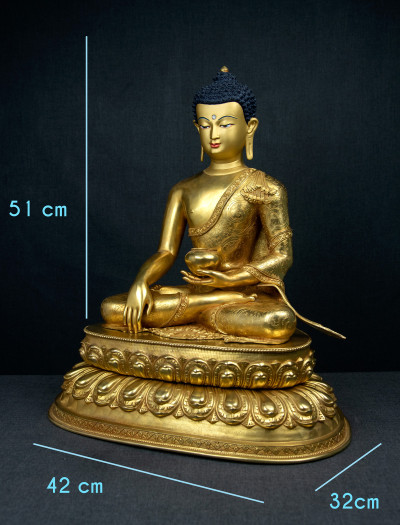 Shakyamuni Buddha- Double lotus- 20 inch 24k Full-gold Two-toned antique (1.1)