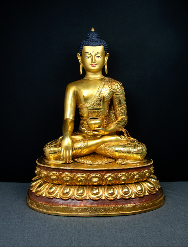 Shakyamuni Buddha- Double lotus- 28 inch 24k Full-gold Two-toned antique (1.1)