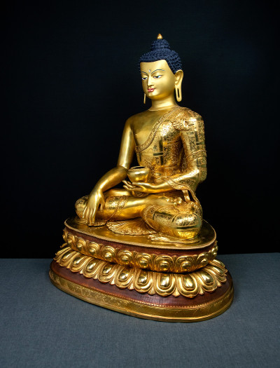 Shakyamuni Buddha- Double lotus- 28 inch 24k Full-gold Two-toned antique (1.1)