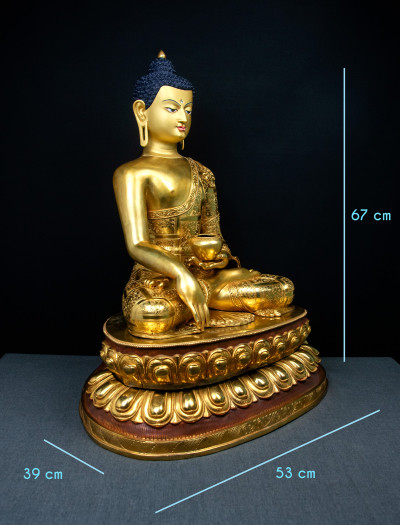 Shakyamuni Buddha- Double lotus- 28 inch 24k Full-gold Two-toned antique (1.1)