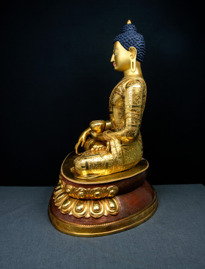 Shakyamuni Buddha- Double lotus- 28 inch 24k Full-gold Two-toned antique (1.1)