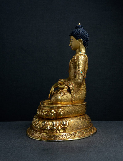 Shakyamuni Buddha- Double lotus- 14 inch 24k Full-gold antique