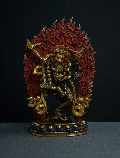 Simhamukha- 13 inch 24k Part-gold two-toned antique