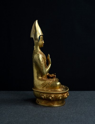 Tsongkhapa with his two disciples- 8 inch 24k Full-gold antique
