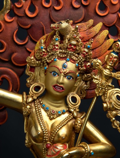 Vajra Varahi- 12 inch 24k Full-gold antique (2)