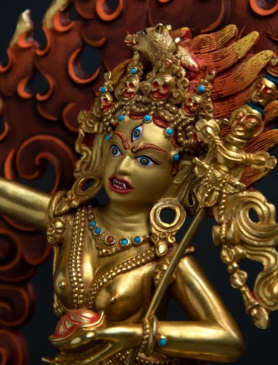 Vajra Varahi- 12 inch 24k Full-gold antique (2)