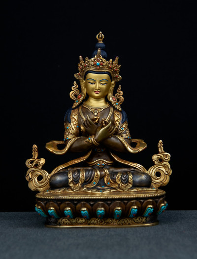 Vajradharra- 8 inch 24k Part-Gold Two-toned antique 