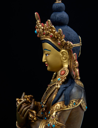 Vajradharra- 8 inch 24k Part-Gold Two-toned antique 