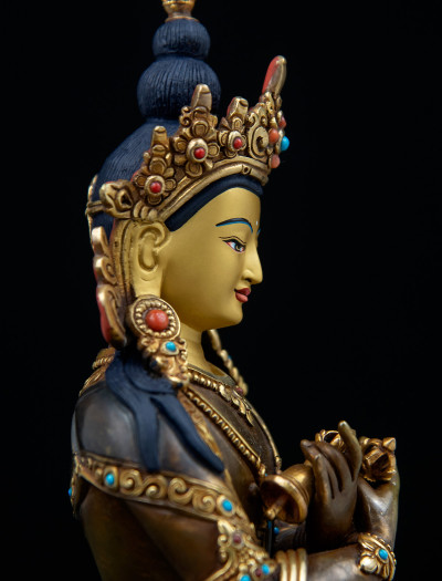 Vajradharra- 8 inch 24k Part-Gold Two-toned antique 