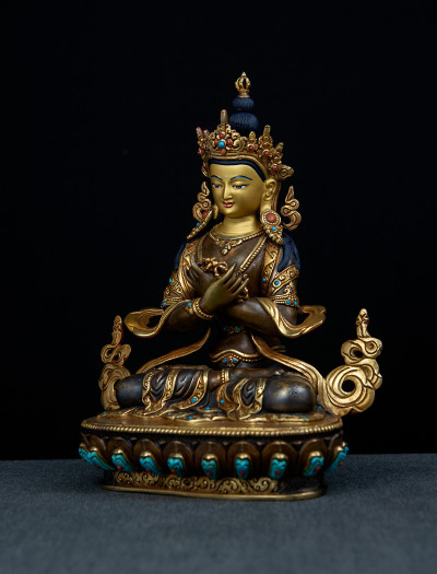 Vajradharra- 8 inch 24k Part-Gold Two-toned antique 