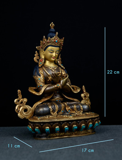 Vajradharra- 8 inch 24k Part-Gold Two-toned antique 