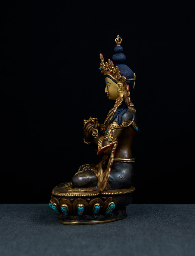 Vajradharra- 8 inch 24k Part-Gold Two-toned antique 