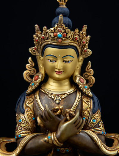 Vajradharra- 8 inch 24k Part-Gold Two-toned antique 