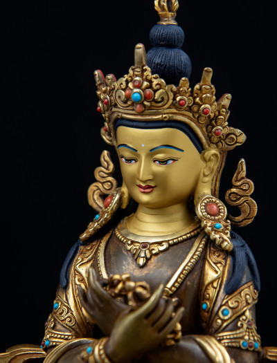 Vajradharra- 8 inch 24k Part-Gold Two-toned antique 