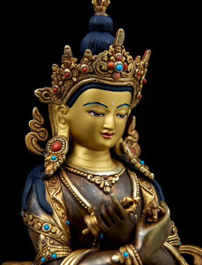 Vajradharra- 8 inch 24k Part-Gold Two-toned antique 