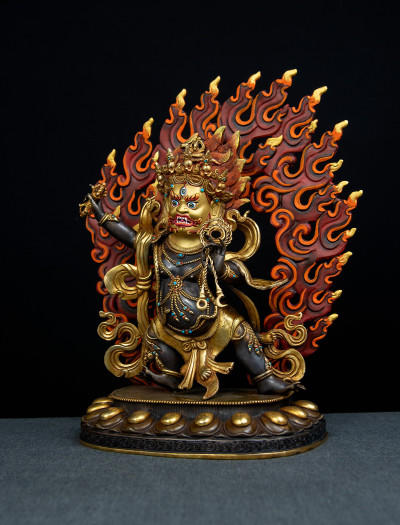 Vajrapani- 12inch 24k Part-Gold Two-toned antique (1.2)