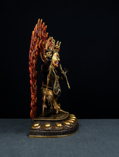 Vajrapani- 12inch 24k Part-Gold Two-toned antique (1.2)
