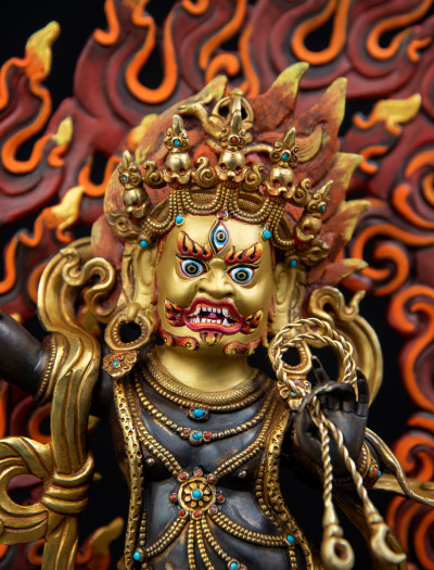 Vajrapani- 12inch 24k Part-Gold Two-toned antique (1.2)