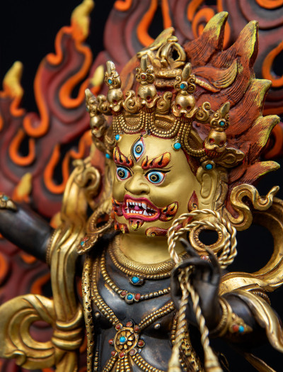 Vajrapani- 12inch 24k Part-Gold Two-toned antique (1.2)