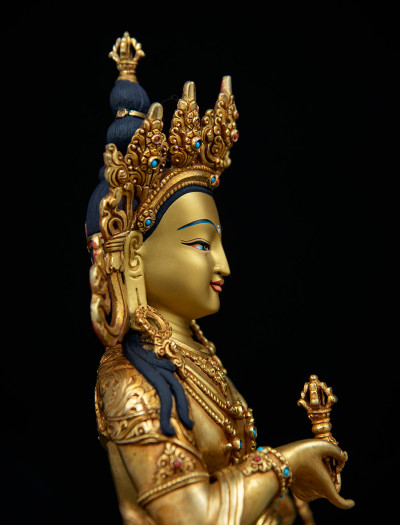 Vajrasattva- Double lotus- 12 inch Full-gold antique (2.1)