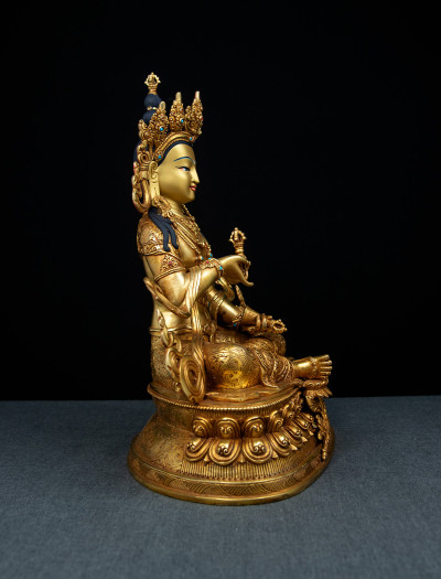 Vajrasattva- Double lotus- 12 inch Full-gold antique (2.1)
