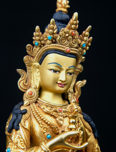 Vajrasattva- 8 inch 24k Full-Gold antique  (2.1)