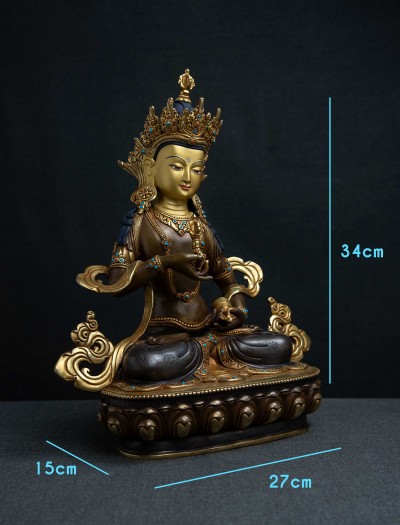 Vajrasattva- 13 inch 24k Part-gold two-toned antique