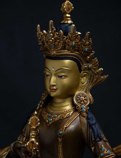 Vajrasattva- 13 inch 24k Part-gold two-toned antique