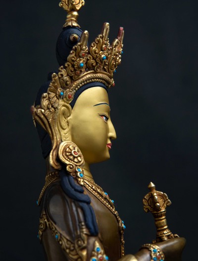 Vajrasattva- 13 inch 24k Part-gold two-toned antique