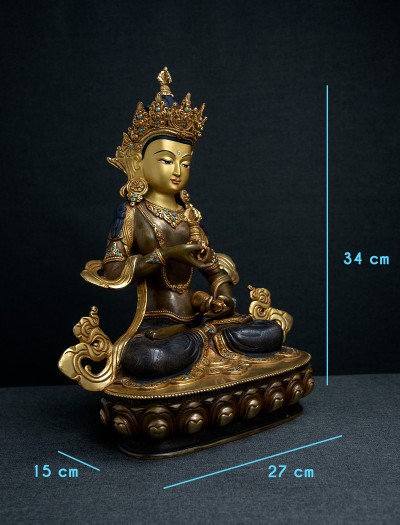 Vajrasattva- 13 inch 24k Part-gold two-toned antique (2.2)