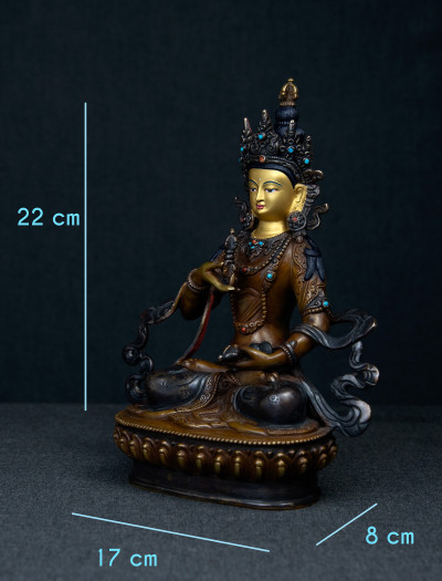 Vajrasattva- 8 inch 24k Copper Two-toned oxidized