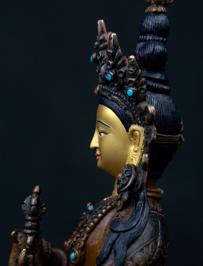 Vajrasattva- 8 inch 24k Copper Two-toned oxidized