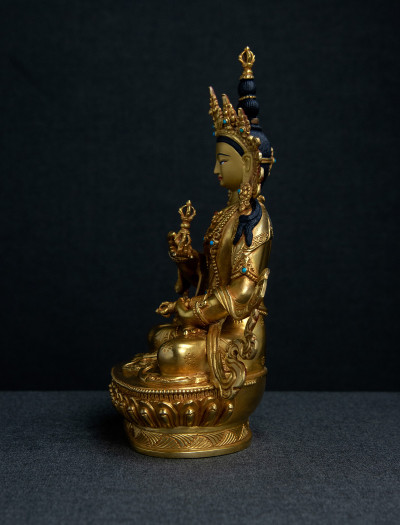 Vajrasattva- 8 inch 24k Full-Gold antique 1.2