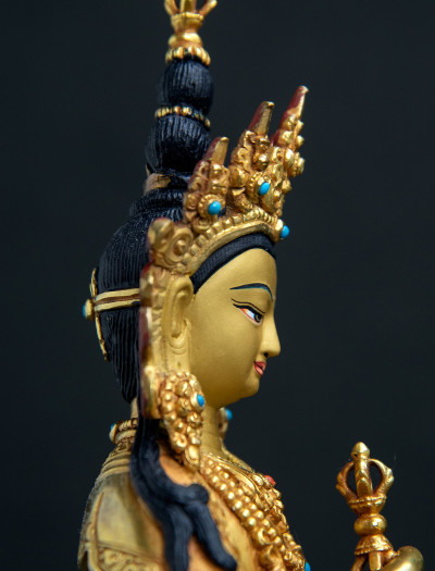 Vajrasattva- 8 inch 24k Full-Gold antique 1.2