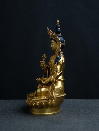 Vajrasattva- 8 inch 24k Full-Gold antique 