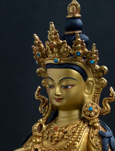 Vajrasattva- 8 inch 24k Full-Gold antique 
