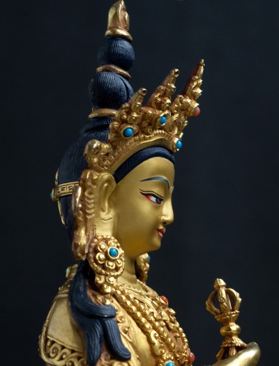 Vajrasattva- 8 inch 24k Full-Gold antique 
