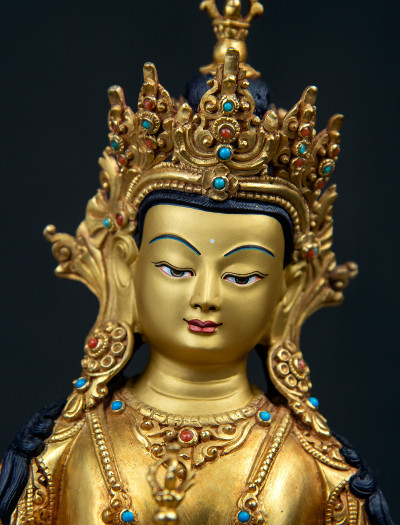 Vajrasattva- 9 inch 24k Full-gold antique