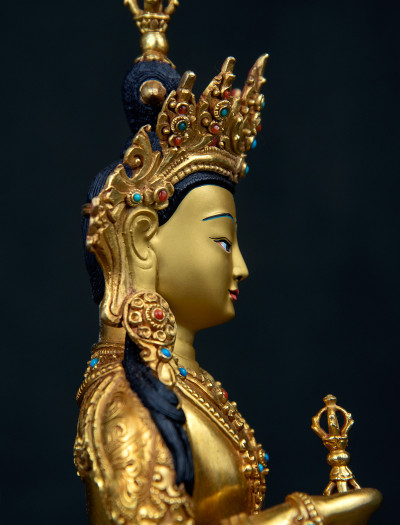 Vajrasattva- 9 inch 24k Full-gold antique