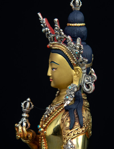 Vajrasattva- Double lotus- 9 inch 24k Full-gold antique 