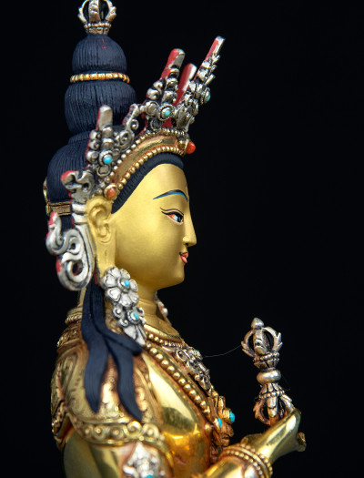 Vajrasattva- Double lotus- 9 inch 24k Full-gold antique 