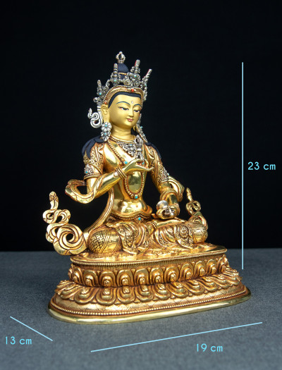 Vajrasattva- Double lotus- 9 inch 24k Full-gold antique 