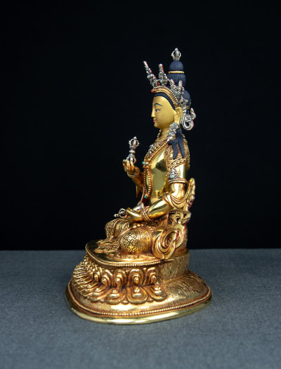 Vajrasattva- Double lotus- 9 inch 24k Full-gold antique 