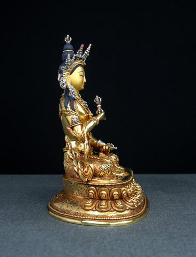 Vajrasattva- Double lotus- 9 inch 24k Full-gold antique 
