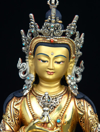 Vajrasattva- Double lotus- 9 inch 24k Full-gold antique 