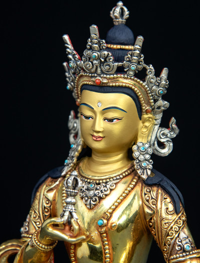 Vajrasattva- Double lotus- 9 inch 24k Full-gold antique 