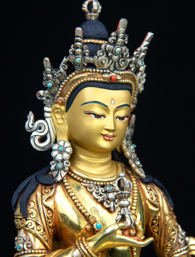 Vajrasattva- Double lotus- 9 inch 24k Full-gold antique 