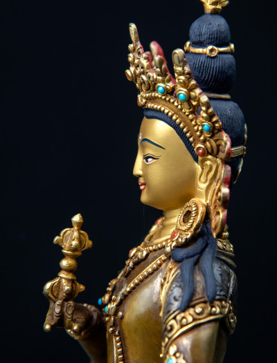 Vajrasattva- Double lotus- 9 inch 24k Part-gold two-toned antique 