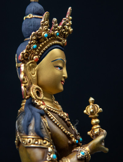 Vajrasattva- Double lotus- 9 inch 24k Part-gold two-toned antique 