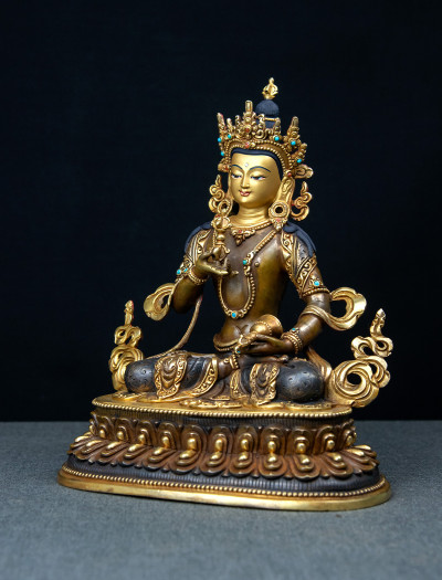 Vajrasattva- Double lotus- 9 inch 24k Part-gold two-toned antique 